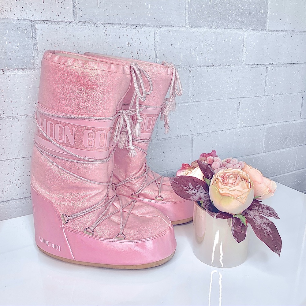 RARE Light Pink Glitter Moon Boots, 39-41 EU / 8-10 US